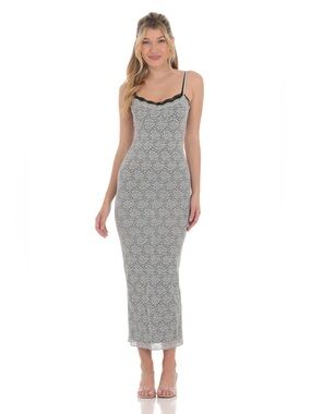 NWT Lucy In The Sky Klesis Black Double Layered Lace Maxi Dress - S